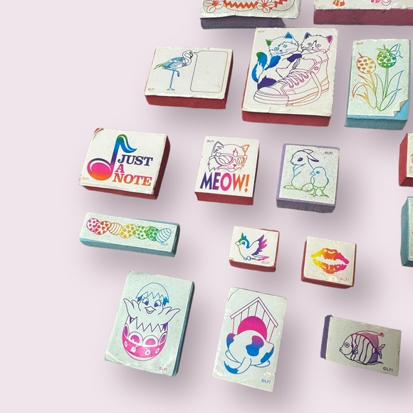 Lisa Frank Vintage Foam Stamps Set Of 30 Card Making Scrapbooking Junk Journals - Picture 2 of 14